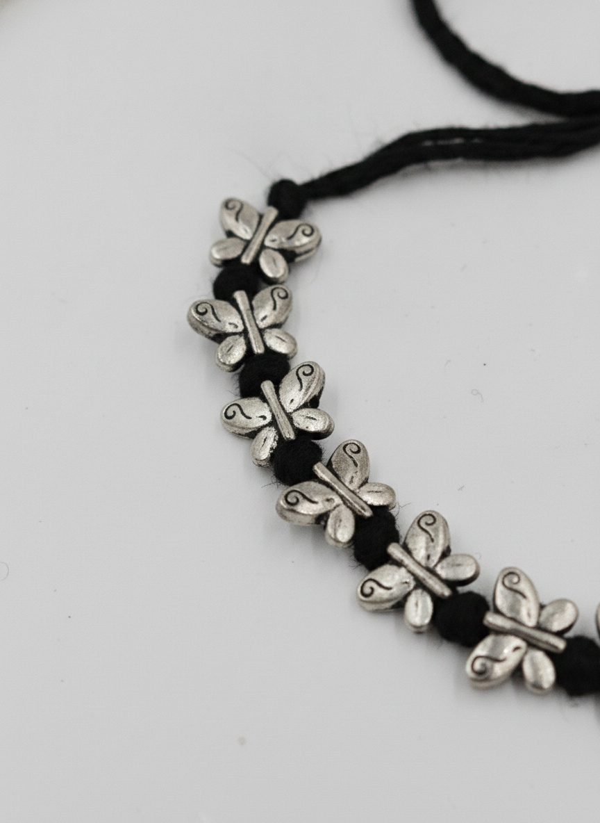 Butterfly Black Thread Adjustable Bracelet for Women and Girls - MVJPBRSR202
