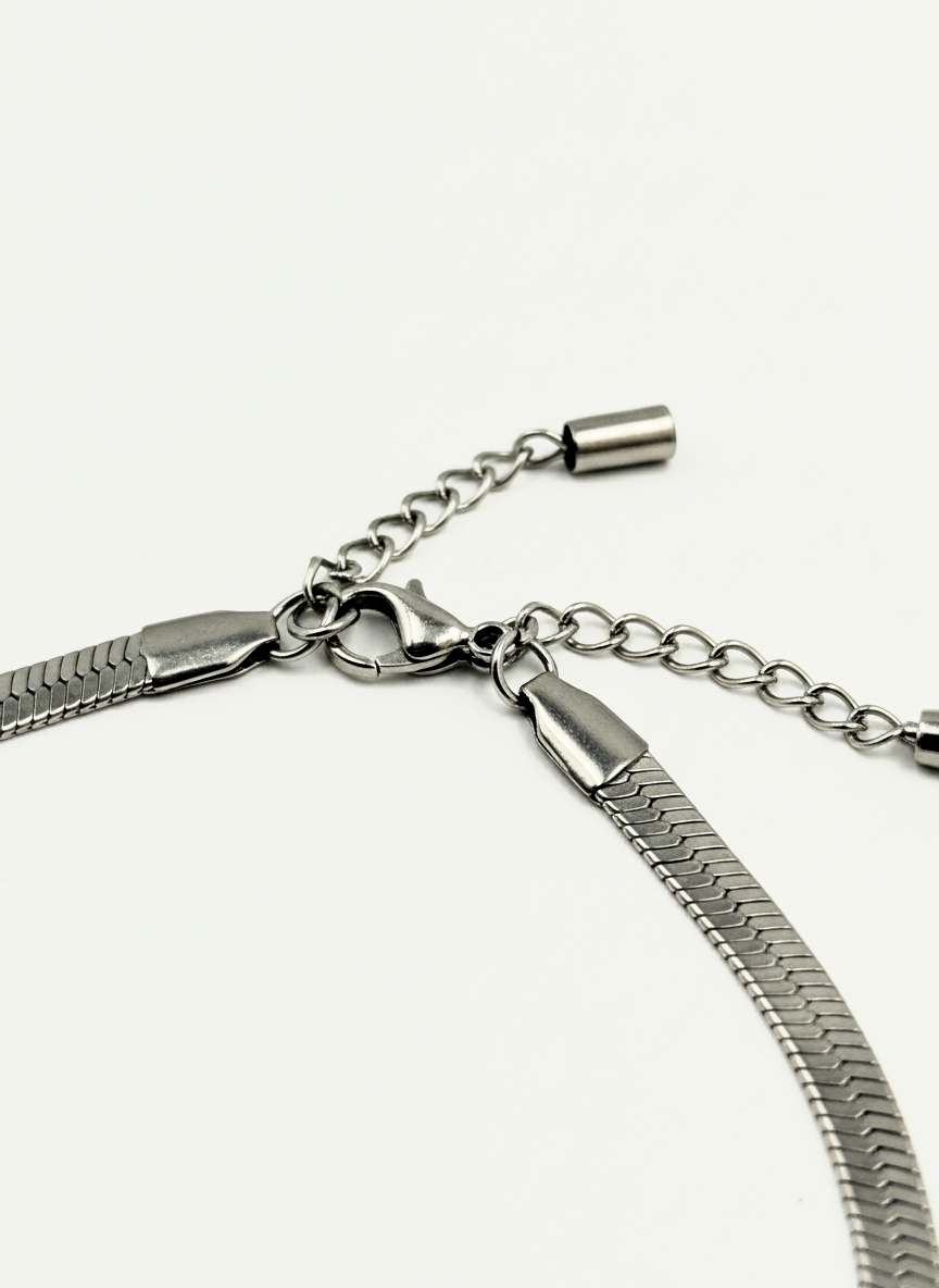 MISS VIBE Trendy Silver Tone Flat Snake Herringbone Chain Anklet for Girls|Women - MVDRAKSR99