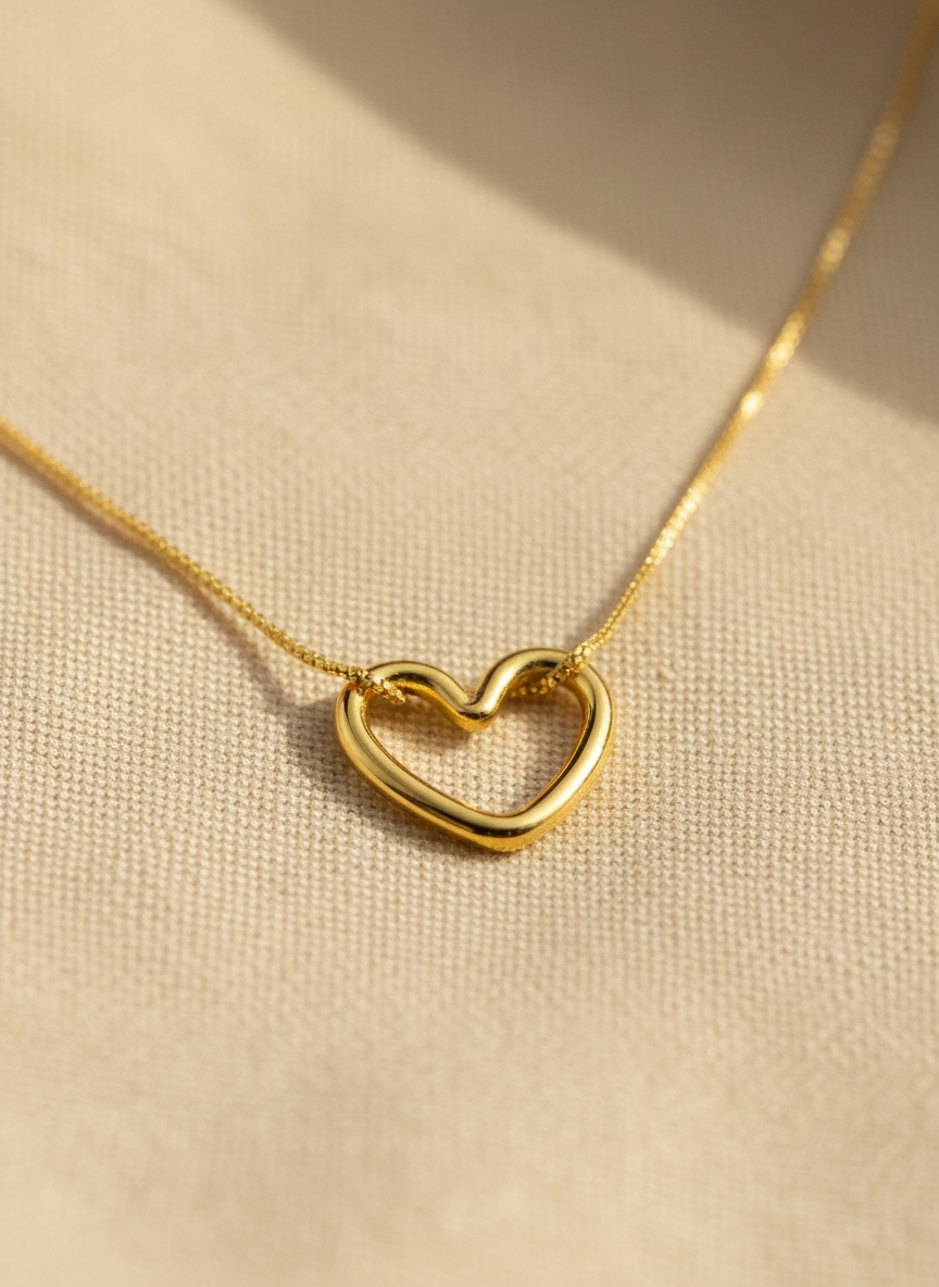 Elegant Gold Plated Heart Pendant Necklace for Women and Girls - MVANNKGD161