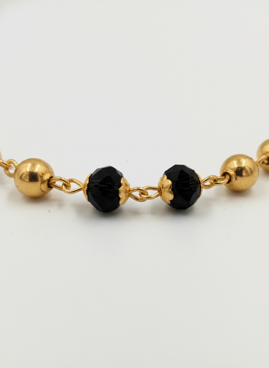 Traditional Black and Gold Plated Moti Mala Necklace for Women Long Chain - MVDRNKGD180