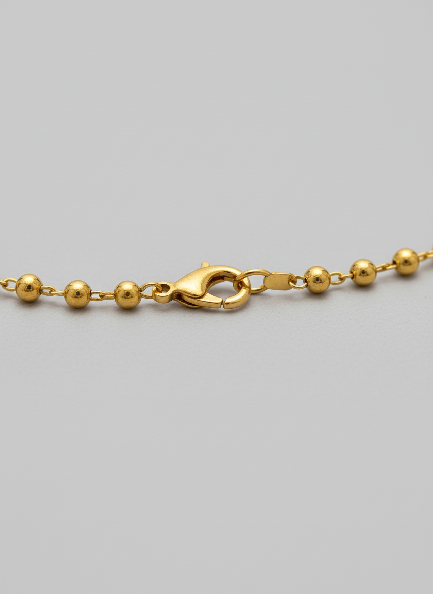 Elegant Gold Plated Beaded Matar Mala Necklace for Women and Men - MVDRNKGD155